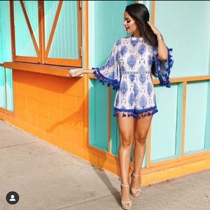 Blue Tassel Romper